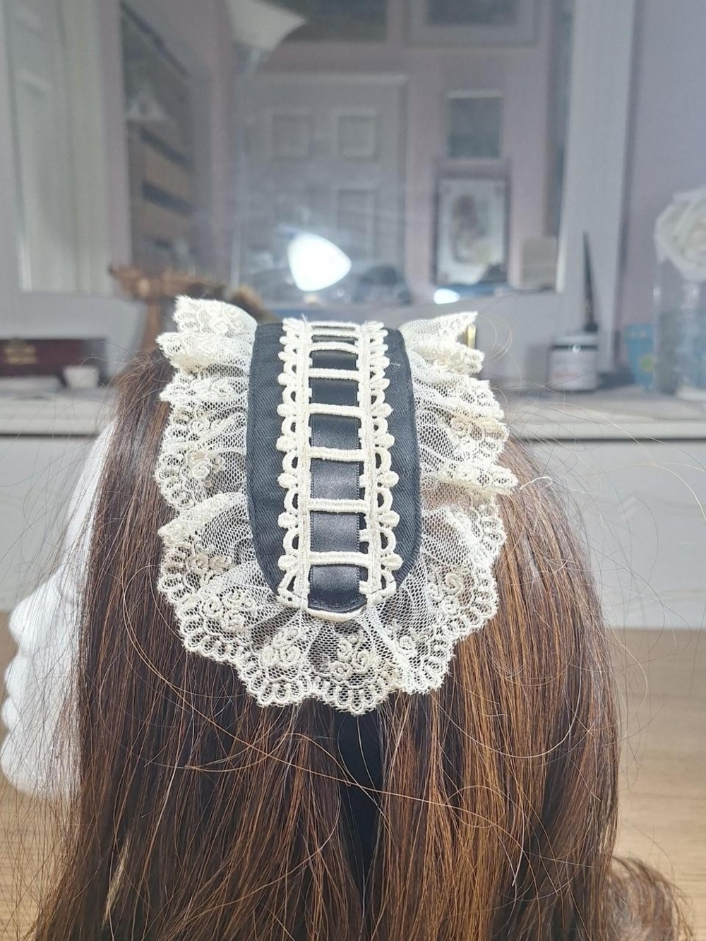 Innocent World Black Headdress with Ivory Lace | Classic Lolita 🖤🤍